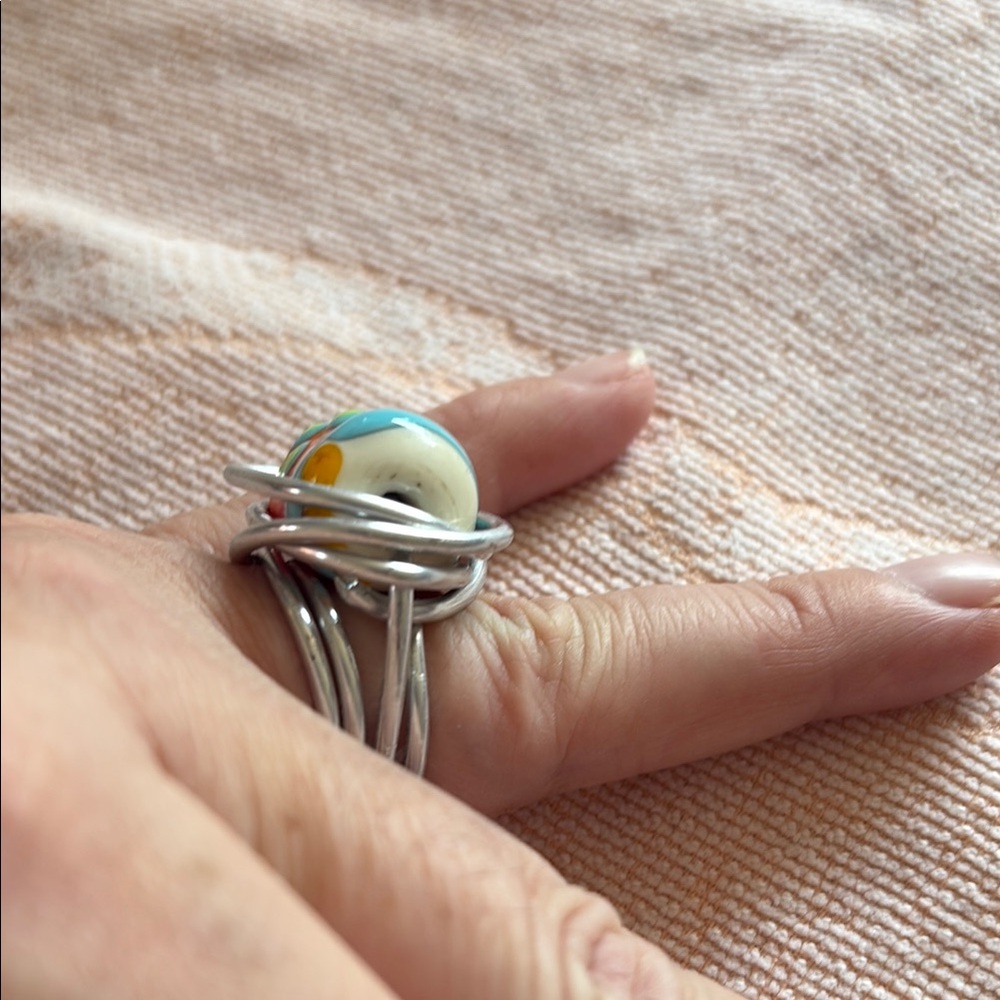 Colorful Bead Silver Ring - Picture 2 of 5